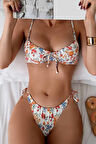 Angelsin Alt Bağlamalı Çiçek Baskılı Bikini Takımı