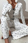 Merry See Kalp Baskılı Uzun Kollu Pijama Takımı
