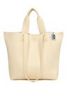 Krem  Çift Askılı Dokulu Büyük Tote Çanta M000008166