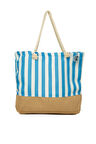 Mavi  Çizgili Jüt Garnili Plaj Çantası M000008627