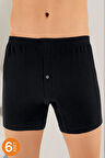 Erkek Siyah 6 Lı Paket Penye Boxer Me010