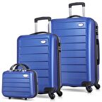 My Valice Ruby Abs 3'lü Valiz Seti (Makyaj + Kabin + Orta Boy) Mavi