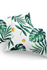 2li Yastık Kılıfı Monstera Yeşil