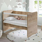 Babywhen BW1061 - Pratik Tekerlekli Anne Yanı Bebek Beşik Ahşap 60x120