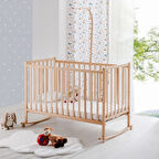 Babywho BW6020 - Sallanır Sabitlenir Kademeli Ahşap Bebek Beşik 60x120