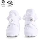 Organik Pamuk Bebek Patiği, Kaydırmaz Taban, Pamuklu Yenidoğan Pandufu Ev Kreş Ayakkabısı, Beyaz