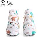 Organik Pamuk Bebek Patiği, Kaydırmaz Taban, Pamuklu Yenidoğan Pandufu Ev Kreş Ayakkabısı, Fil