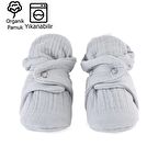 Gri Organik Pamuk Müslin Yenidoğan Bebek Panduf