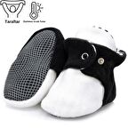 Kaydırmaz Taban, Polar Bebek Pandufu, İlkadım Ev Patiği, Terletmeyen Organik Pamuk Astarlı, Siyah Beyaz  Taraftar