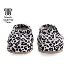 Renkli Leopar  Organik Pamuk Ev Kreş Ayakkabısı Patik