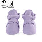 Lila Organik Pamuk Müslin Yenidoğan Bebek Panduf