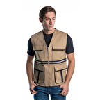Şensel, Reflektörlü Yelek, Bej-Siyah -118E3657- İş Yeleği-Vest