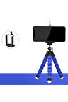 Mini Esnek Ahtapod Tripod + Telefon Tutucu / Mavi