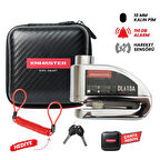 KNMASTER DL610A Alarmlı Disk Kilidi | 10 mm Çelik Pim | Hatırlatma Kablosu ve Taşıma Çantası | Silver