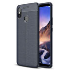 Microsonic Xiaomi Mi Max 3 Kılıf Deri Dokulu Silikon Lacivert