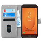 Microsonic Samsung Galaxy J7 Prime Kılıf Fabric Book Wallet Gri