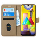 Microsonic Samsung Galaxy M31 Kılıf Fabric Book Wallet Gold