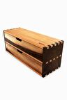 Woodsaka Desna İki Katlı Çekmeceli Mini Dolap & Çok Amaçlı Düzenleyici & Kırtasiye Saklama Kutusu - Ceviz ve Gürgen Ağacından