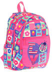 Kaukko Üç Bölmeli Kız Çocuk İlkokul Sırt Çantası (L5229) - Pembe Mavi - Love Desenli
