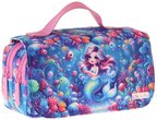 Kaukko Kids Taşıma Askılı Kız Çocuk Mercan ve Denizkızı Baskılı Şık Kalem Çantası (Pembe - Mavi) - L5325