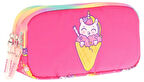 Kaukko Kids Üç Bölmeli Fuşya, Dondurma ve Unicorn, Kız Çocuk Okul Kalemliği - L8227