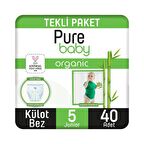 Pure Baby Organik Bambu Özlü Külot Bez Tekli Paket 5 Numara Junior 40 Adet