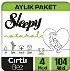 Sleepy Natural 4 Numara Maxi 104'lü Cırtlı Bez