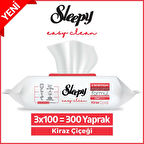 Sleepy Easy Clean Kiraz Çiçeği Yüzey Temizlik Havlusu&Mendili 3x100 (300 Yaprak)