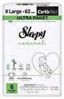 Sleepy Bebek Bezi Natural Beden:6 (15-25KG) Extra Large 62 Adet Ultra Pk