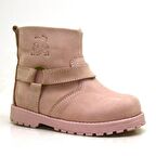 Rakerplus Hakiki Deri Pembe Fermuarlı Kız Bebek Bot