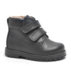 Rakerplus Hakiki Deri Siyah Kürklü Cırtlı Unisex Bebek Bot