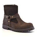 Garuda Hakiki Deri Kahve Fermuarlı Kız Erkek Çocuk Bot