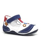 Lacivert Hakiki Deri Cırtlı Erkek Bebek Ayakkabı-Patik