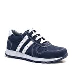 Hakiki Deri Lacivert Fermuarlı Erkek Çocuk Spor Okul Ayakkabı