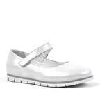 Hakiki Deri Gümüş Cırtlı Kız Çocuk Babet