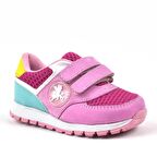 Hakiki Deri Pembe Cırtlı Kız Bebek Spor Ayakkabı
