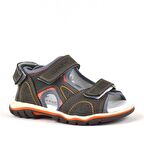 Hakiki Deri Gri Cırtlı Erkek Çocuk Sandalet Yazlık Ayakkabı