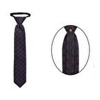 Fil Temalı Siyah Fermuarlı Çocuk Kravat