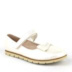 Rakerplus Ekru Rugan Fiyonklu Cırtlı Kız Çocuk Babet