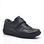 Rakerplus Hakiki Deri Siyah Cırtlı Erkek Çocuk Okul Ayakkabısı