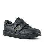Rakerplus Hakiki Deri Siyah Cırtlı Erkek Çocuk Sneaker