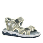 Rakerplus Hakiki Deri Bej Konfor Tabanlı Cırtlı Çocuk Sandalet