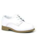 Rakerplus Kırık Beyaz Rugan Lastik Bağcıklı Bebek Klasik Ayakkabı