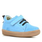 Anatomik Hakiki Deri Yumuşak Mavi Lastikli Cırtlı Çocuk Ayakkabı