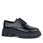 Rakerplus Siyah Rugan Bağcıklı Kız Çocuk Oxford Okul Ayakkabı