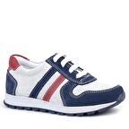 Rakerplus Hakiki Deri Lacivert Beyaz Fermuarlı Çocuk Spor Ayakkabı