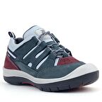 Rakerplus Hakiki Deri Gri Bordo Lastik Bağcıklı Çocuk Outdoor Ayakkabı