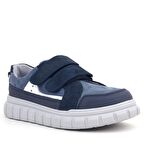 Rakerplus Hakiki Deri Lacivert Beyaz Cırtlı Çocuk Günlük Spor Okul Ayakkabı