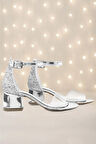Luisa Gümüş Şeffaf Tek Bantlı Kız Çocuk Abiye Ayakkabı