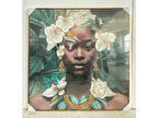 LAMEDORE BLACK WOMAN PORTRAIT WITH FLOWERS 100X100 CM